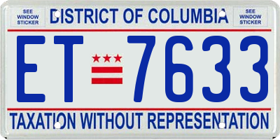 DC license plate ET7633