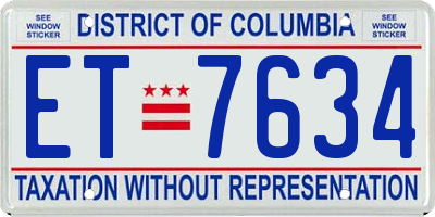 DC license plate ET7634