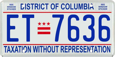DC license plate ET7636
