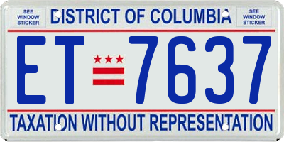 DC license plate ET7637