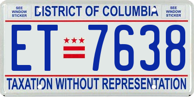 DC license plate ET7638