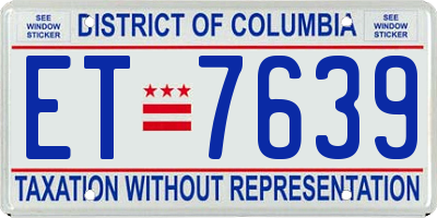 DC license plate ET7639