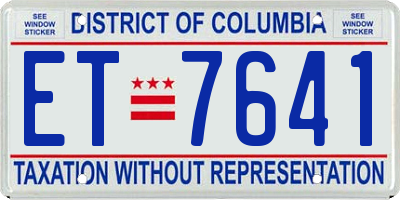 DC license plate ET7641