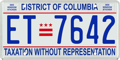 DC license plate ET7642