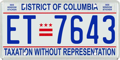DC license plate ET7643