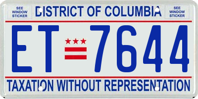 DC license plate ET7644