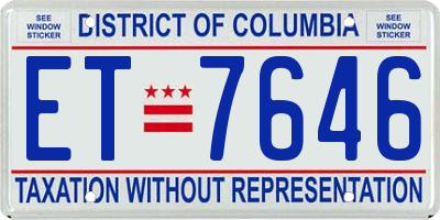 DC license plate ET7646