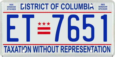 DC license plate ET7651
