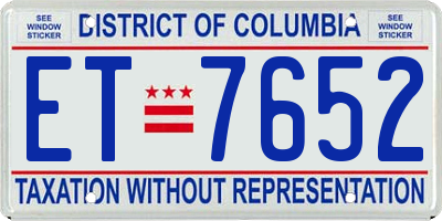DC license plate ET7652