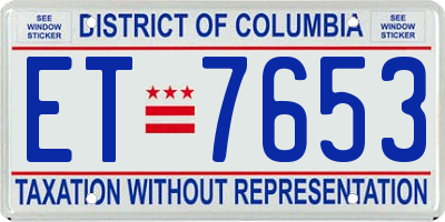 DC license plate ET7653