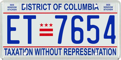 DC license plate ET7654