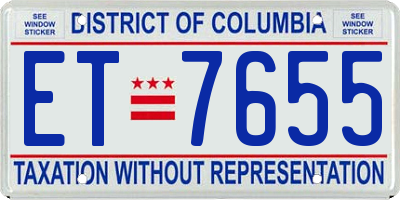 DC license plate ET7655