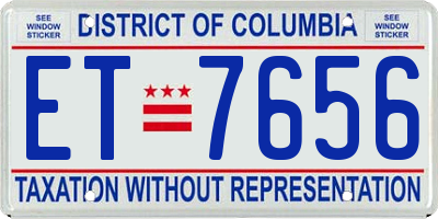 DC license plate ET7656