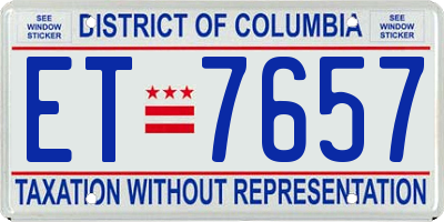 DC license plate ET7657
