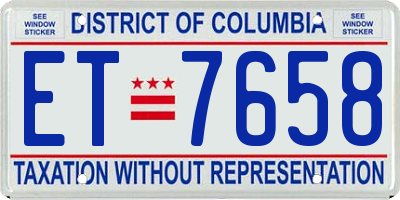 DC license plate ET7658