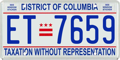 DC license plate ET7659