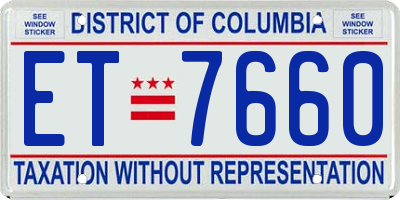 DC license plate ET7660