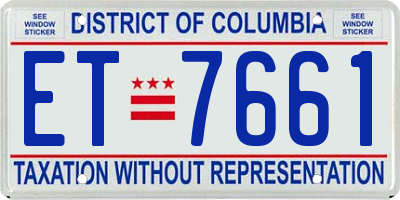 DC license plate ET7661