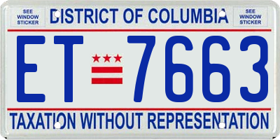 DC license plate ET7663