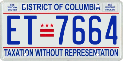 DC license plate ET7664