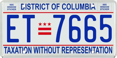 DC license plate ET7665