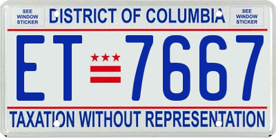 DC license plate ET7667