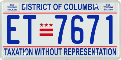 DC license plate ET7671