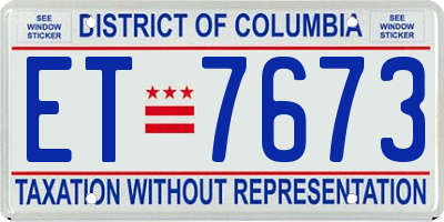 DC license plate ET7673