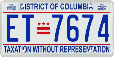DC license plate ET7674