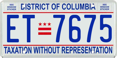 DC license plate ET7675