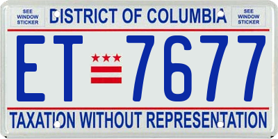DC license plate ET7677