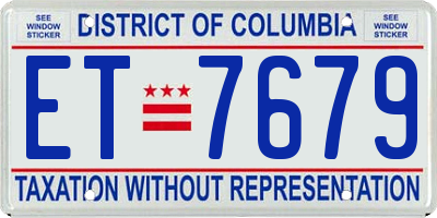 DC license plate ET7679