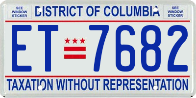 DC license plate ET7682