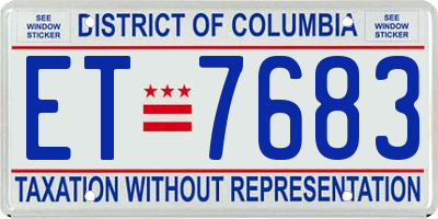 DC license plate ET7683