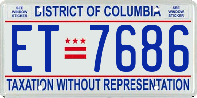 DC license plate ET7686