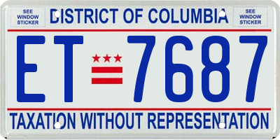 DC license plate ET7687