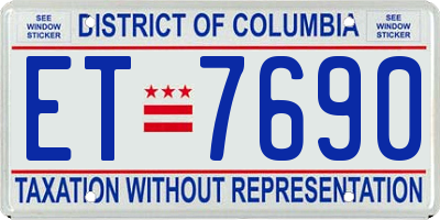 DC license plate ET7690