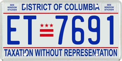 DC license plate ET7691