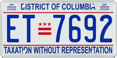 DC license plate ET7692