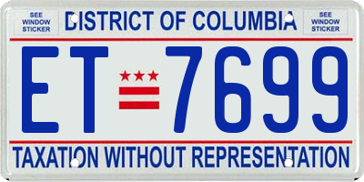 DC license plate ET7699