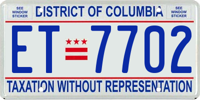 DC license plate ET7702