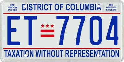 DC license plate ET7704