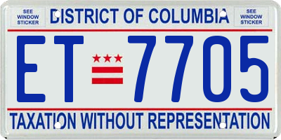 DC license plate ET7705
