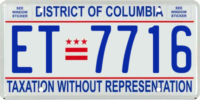 DC license plate ET7716