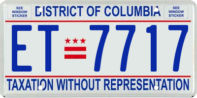 DC license plate ET7717