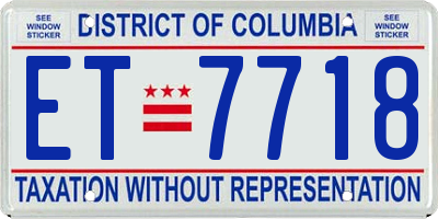 DC license plate ET7718