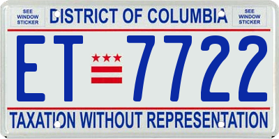 DC license plate ET7722
