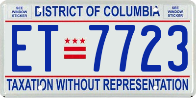 DC license plate ET7723