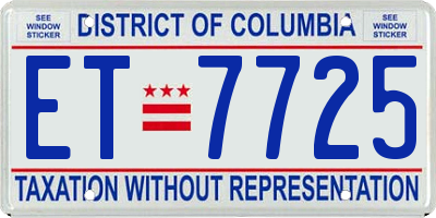 DC license plate ET7725