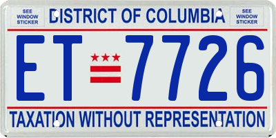 DC license plate ET7726